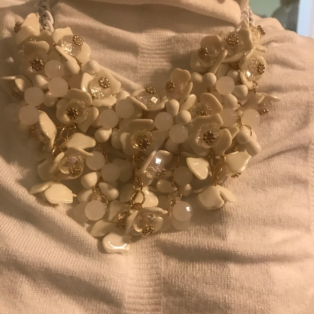 #8 White ivory gold clear  Necklace/ Earrings